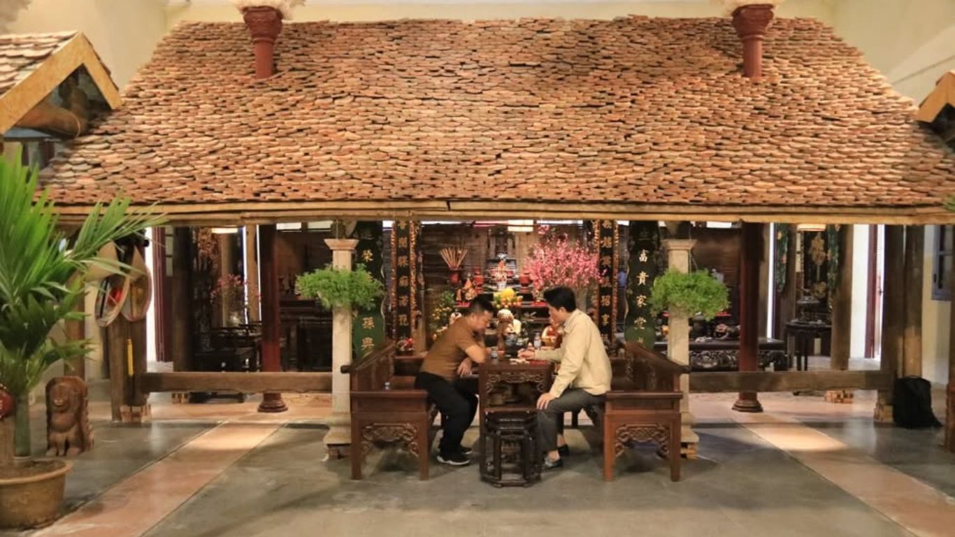 Exterior of the Cultural and Arts Center at 22 Hàng Buồm during Tết